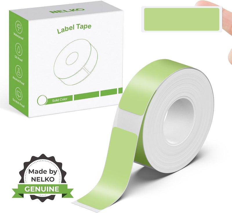 Nelko Genuine P21 Label Maker Tape, Adapted Label Print Paper, 14x40mm (0.55"x1.57"), Standard Laminated Labeling Replacement, Multipurpose of P21 Label Maker, 180 Tapes/Roll, 1 Roll, Green - Image 1
